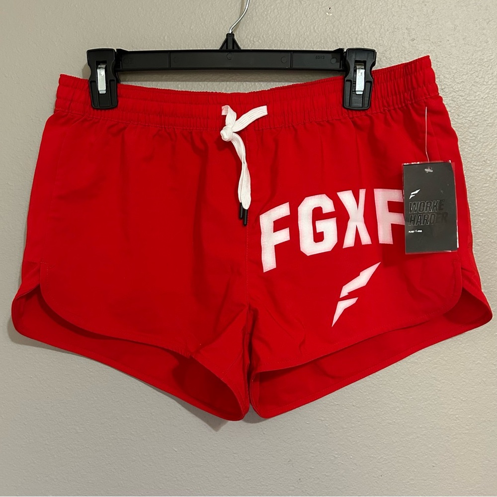 NEW Flag Nor Fail Red White Athletic Gym Shorts Drawstring Women’s Size Large